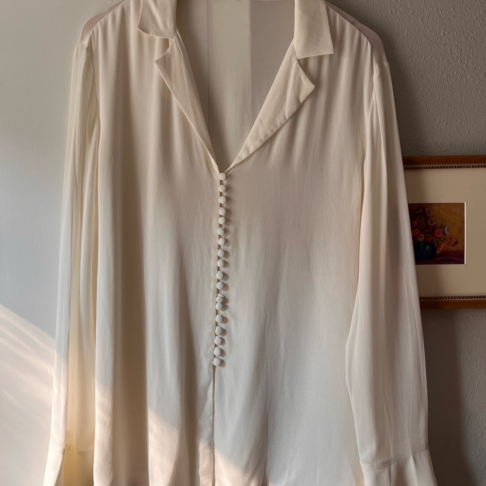 Reformation Cream Button-Down Blouse